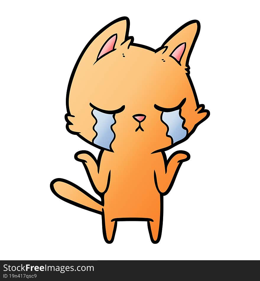 crying cartoon cat shrugging. crying cartoon cat shrugging