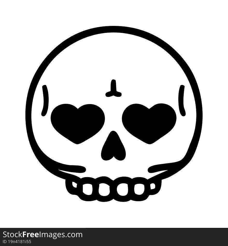 tattoo in black line style of a skull. tattoo in black line style of a skull