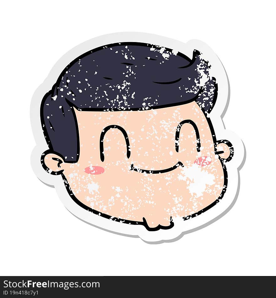 distressed sticker of a cartoon male face