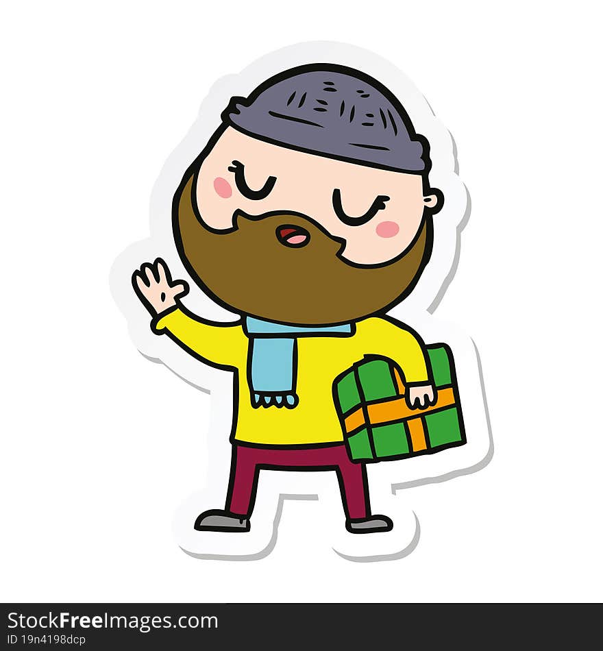 sticker of a cartoon man with beard