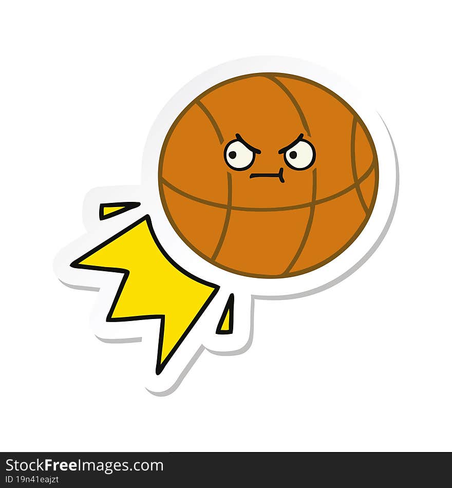 Sticker Of A Cute Cartoon Basketball