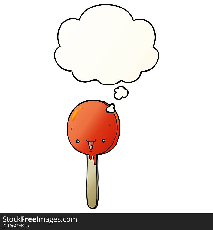 Cartoon Candy Lollipop And Thought Bubble In Smooth Gradient Style