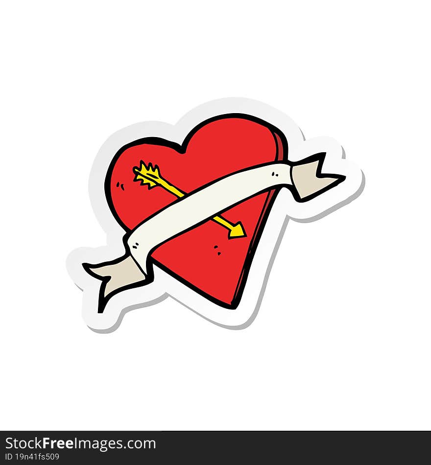 sticker of a cartoon heart tattoo