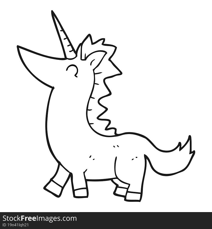 Black And White Cartoon Unicorn