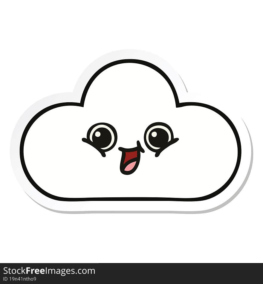 sticker of a cute cartoon cloud