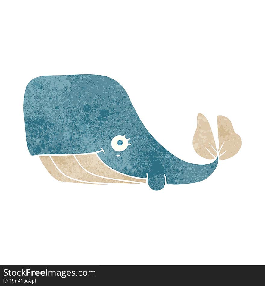 retro cartoon happy whale