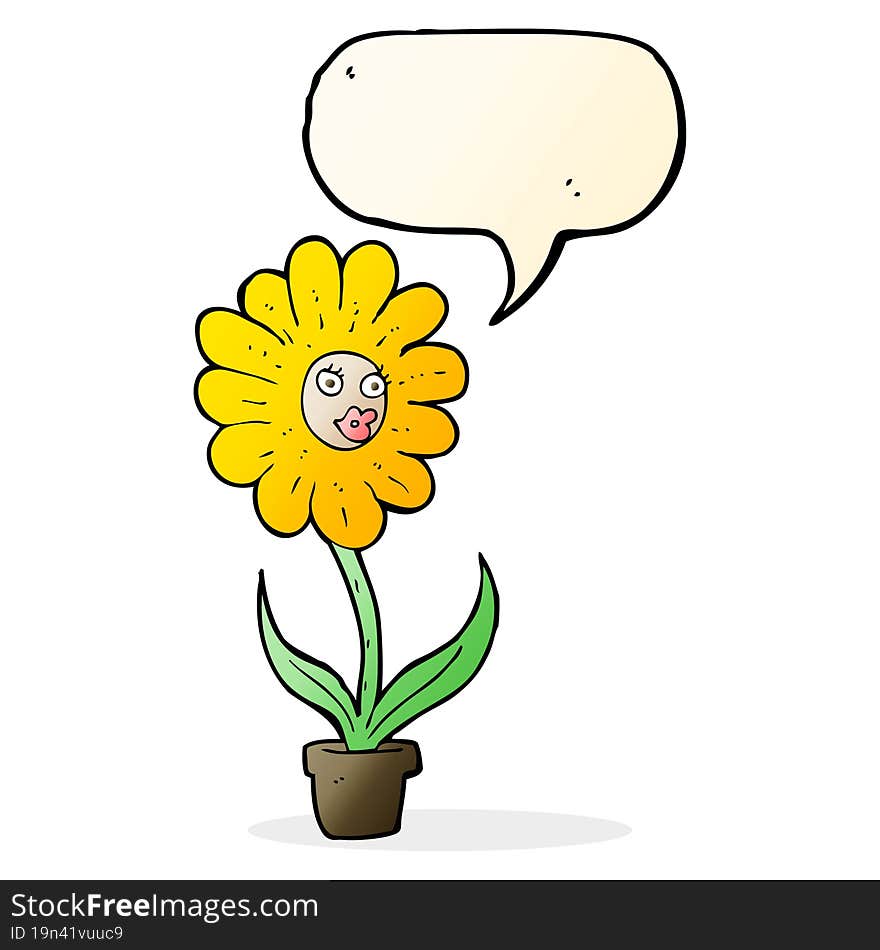 cartoon flower with speech bubble