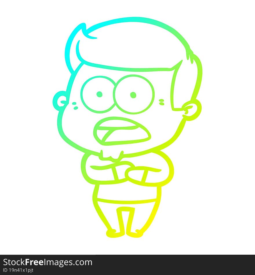 cold gradient line drawing cartoon shocked man