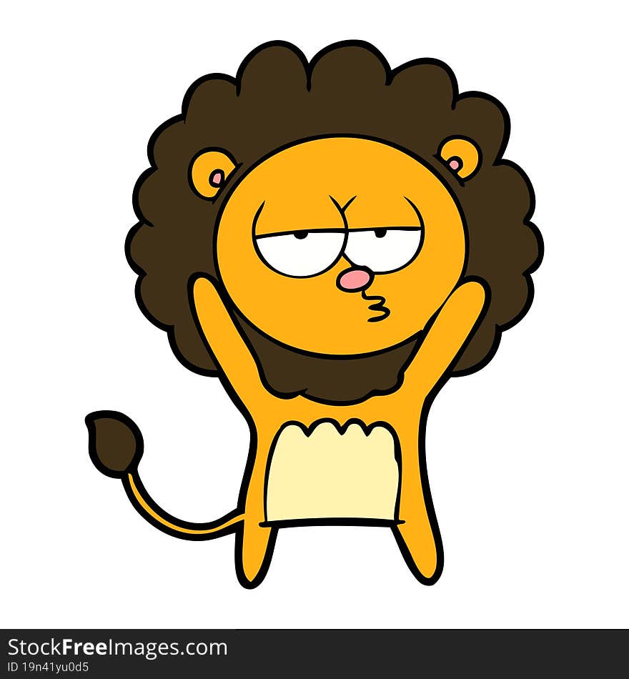 cartoon bored lion. cartoon bored lion