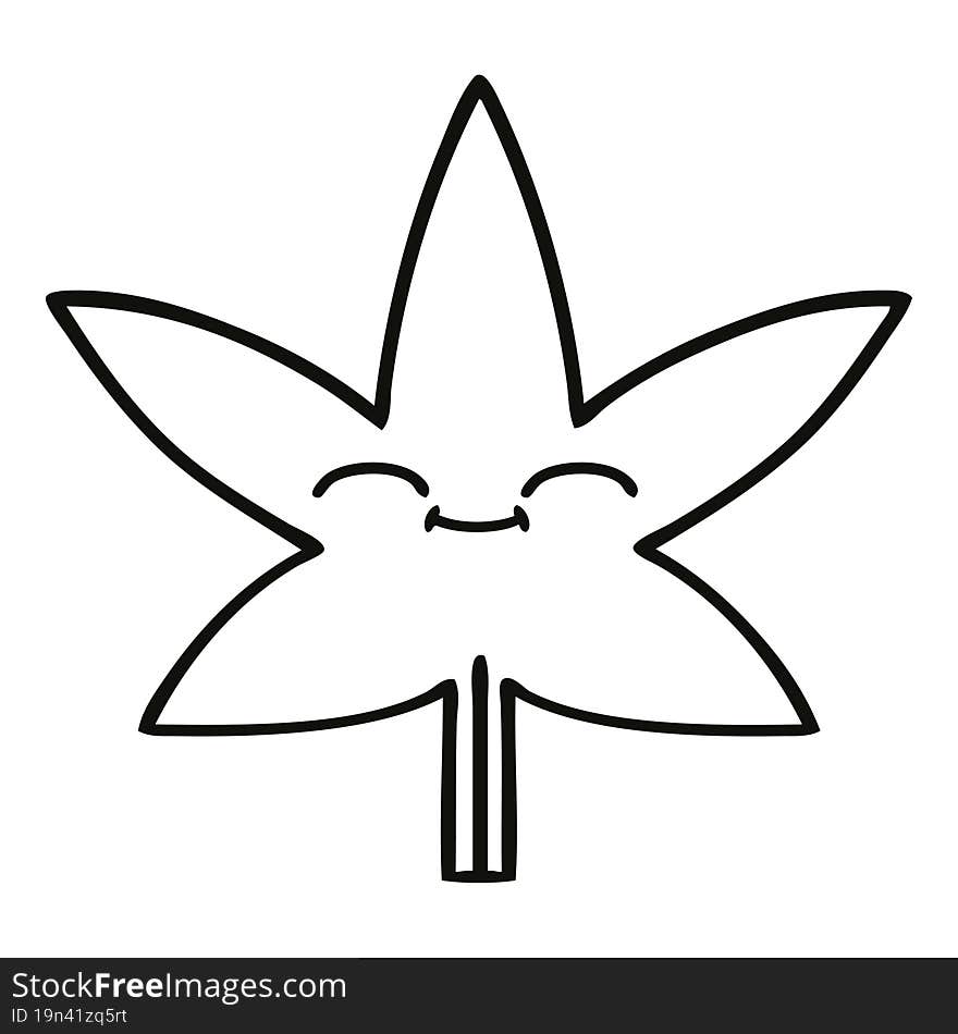 line drawing cartoon marijuana leaf