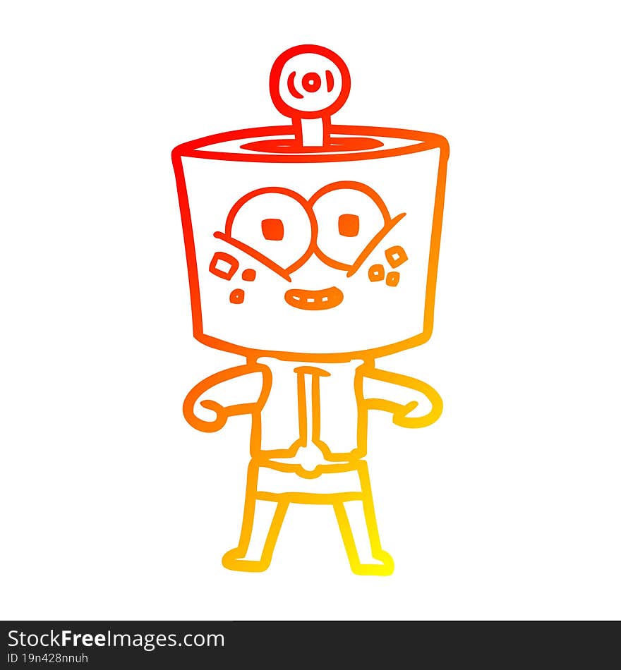 warm gradient line drawing happy cartoon robot