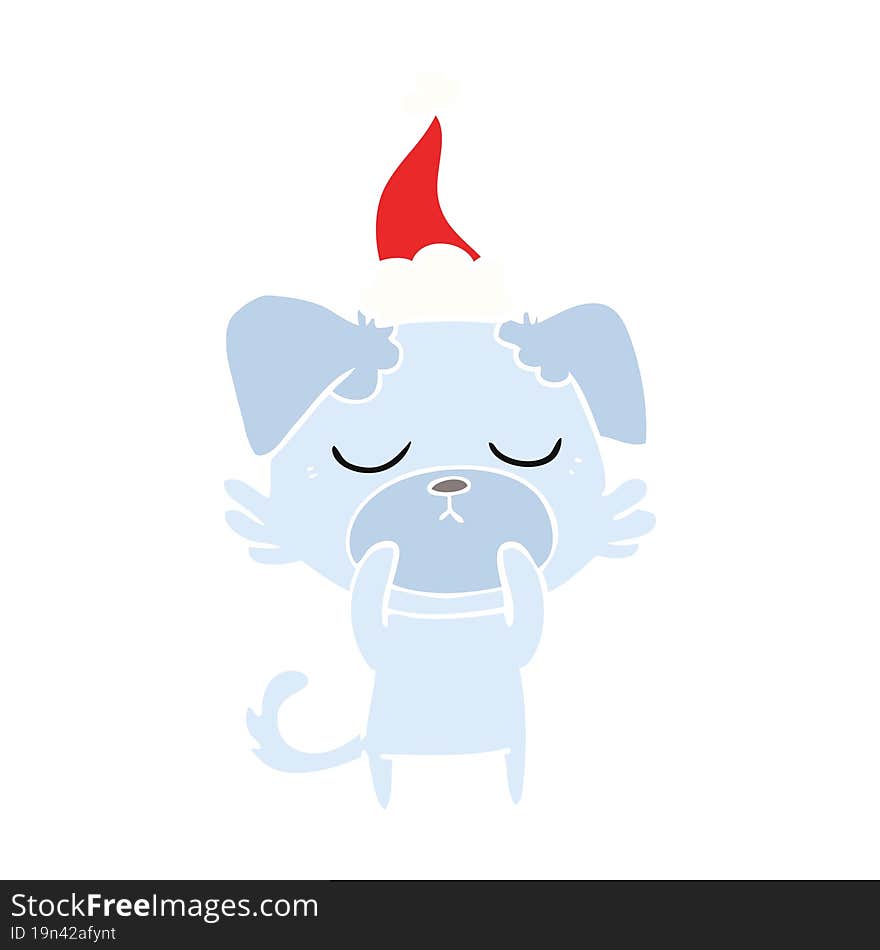 cute hand drawn flat color illustration of a dog wearing santa hat. cute hand drawn flat color illustration of a dog wearing santa hat