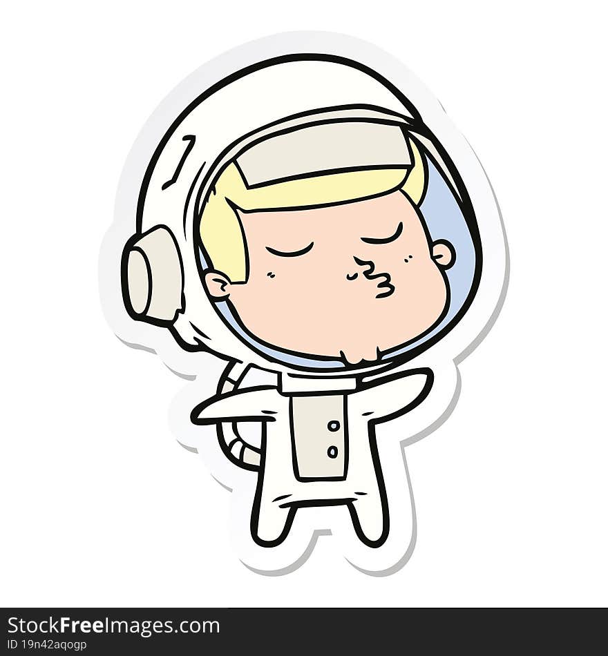 sticker of a cartoon confident astronaut