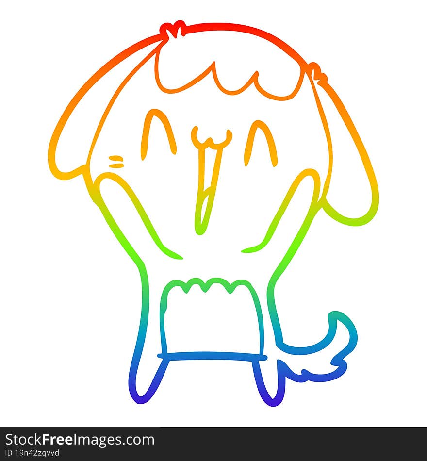 Rainbow Gradient Line Drawing Cute Cartoon Dog