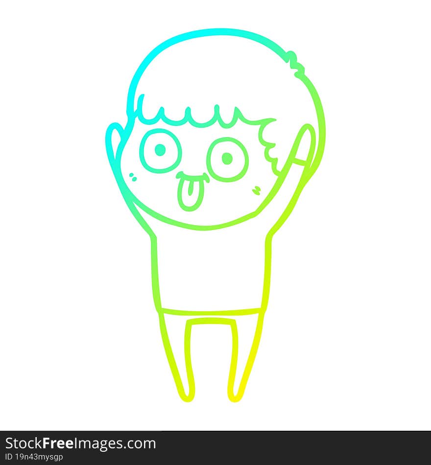 cold gradient line drawing cartoon man staring