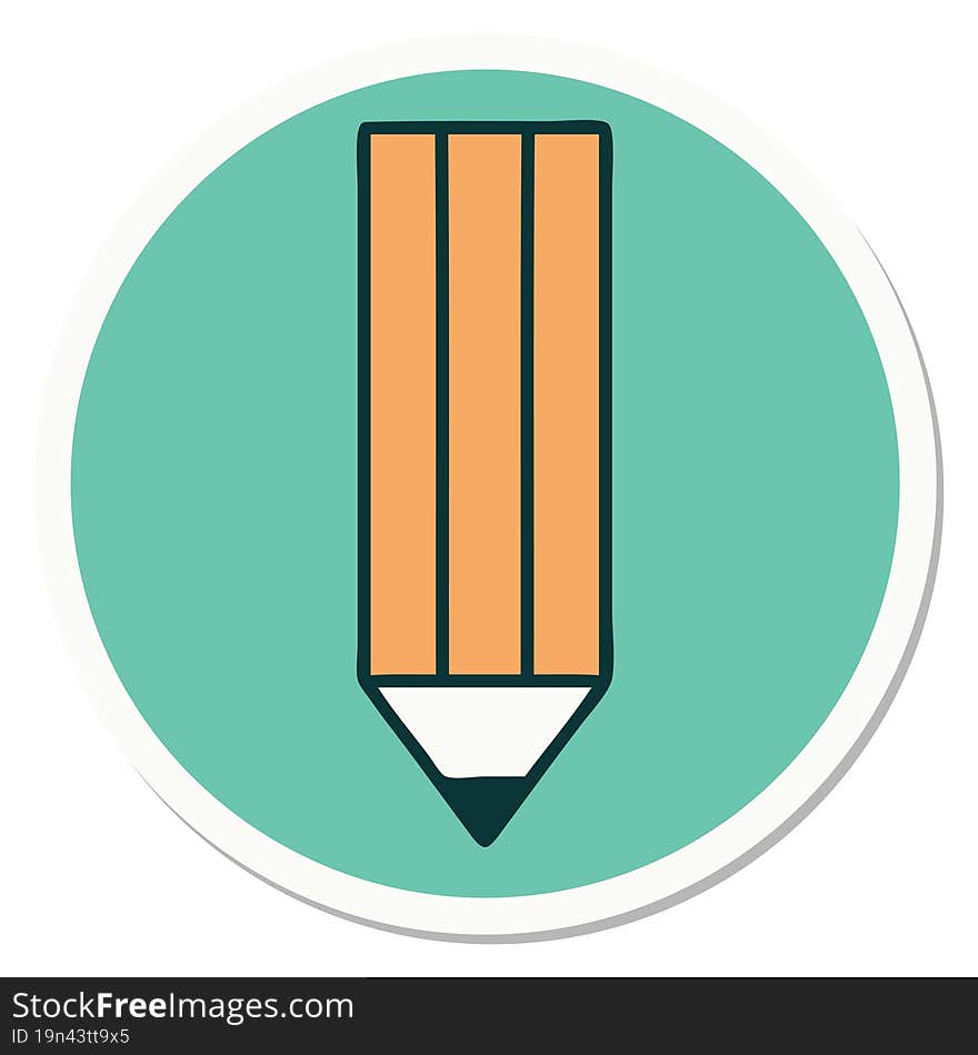 tattoo style sticker of a pencil