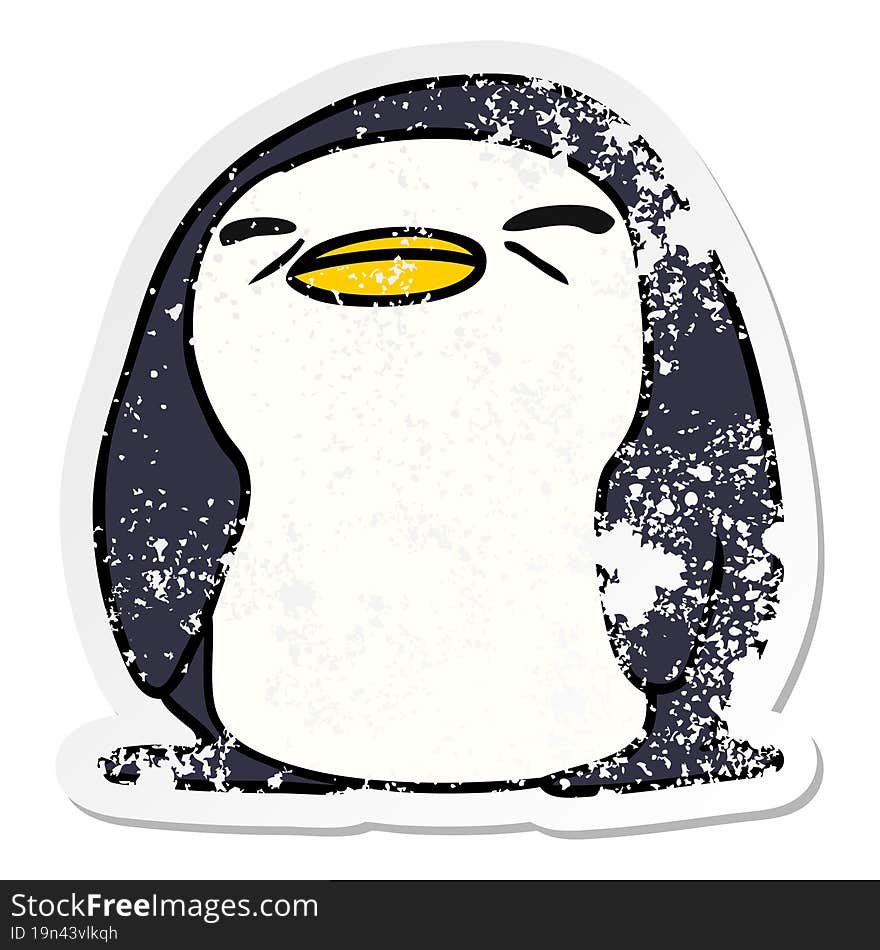 distressed sticker cartoon kawaii of a cute penguin