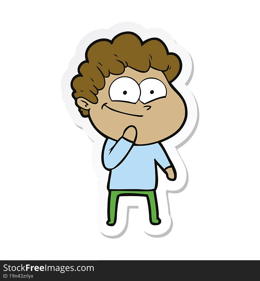 sticker of a cartoon happy man