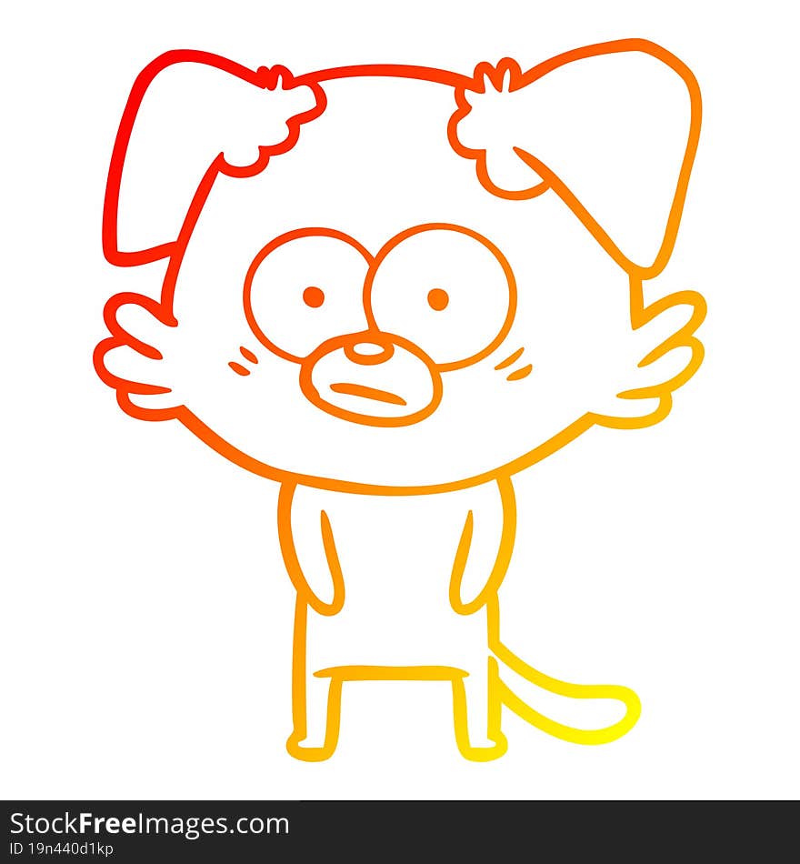 warm gradient line drawing nervous dog cartoon