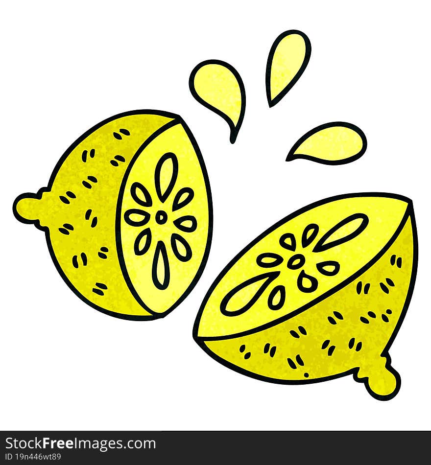 quirky hand drawn cartoon lemon