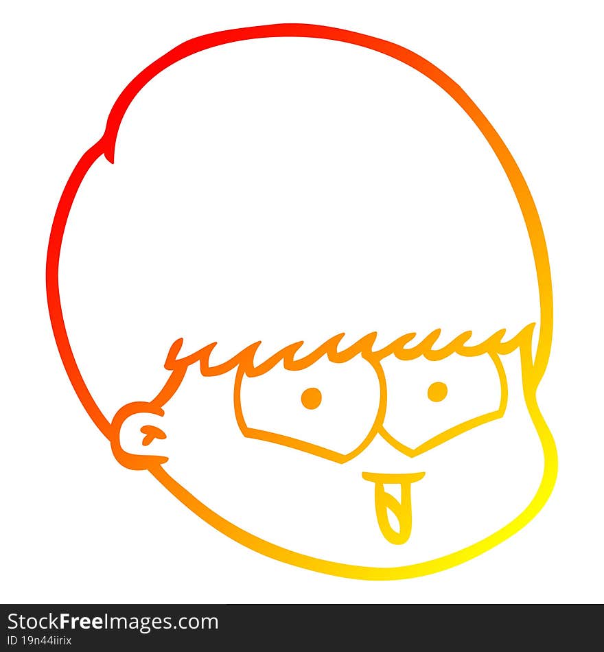 warm gradient line drawing cartoon happy boy