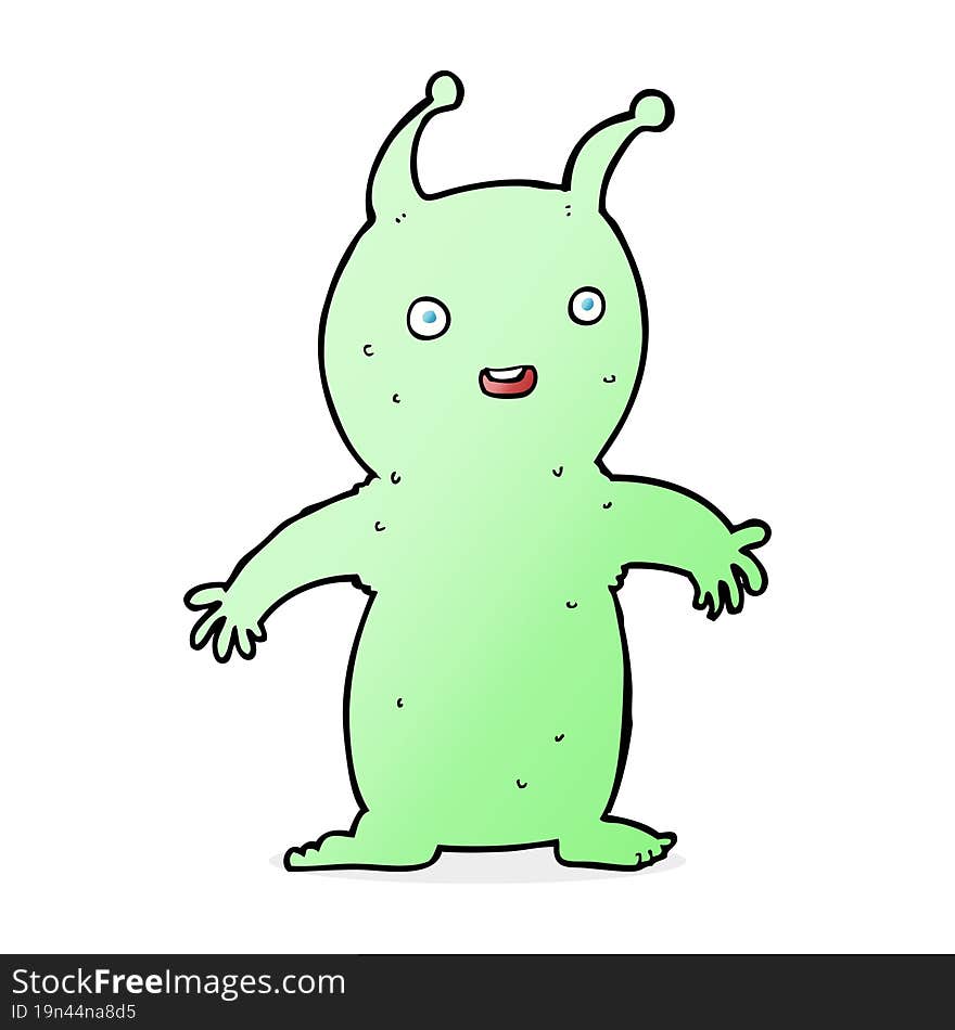 cartoon happy little alien