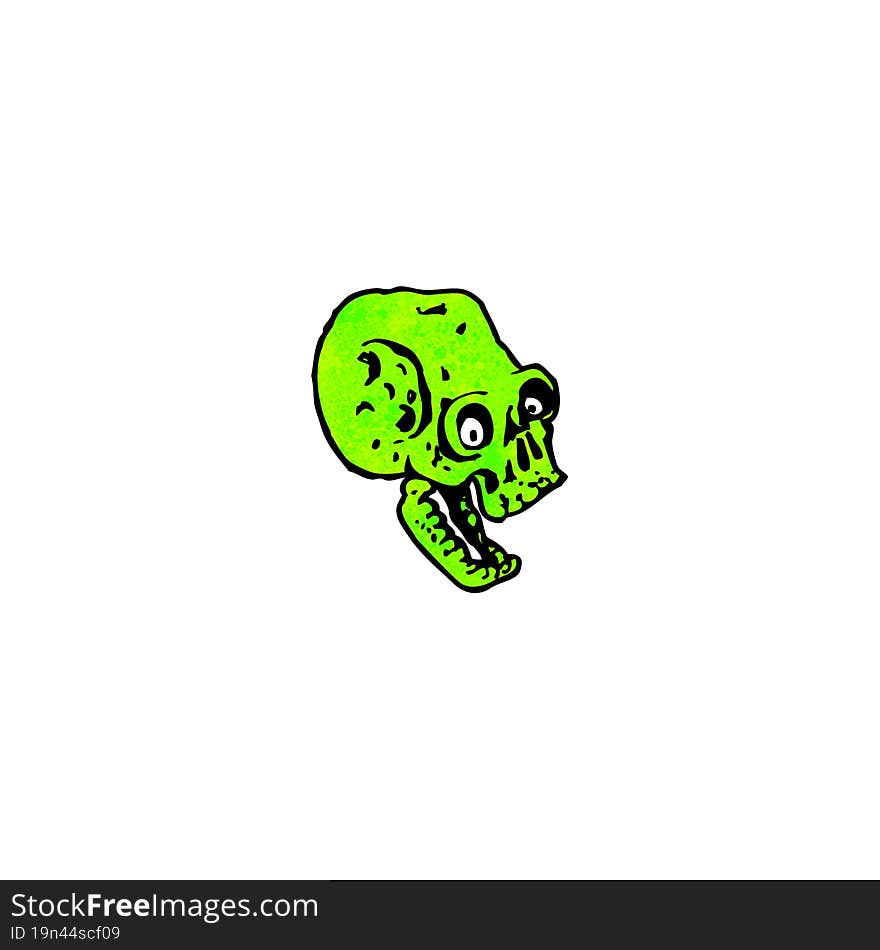 Cartoon Spooky Green Skull