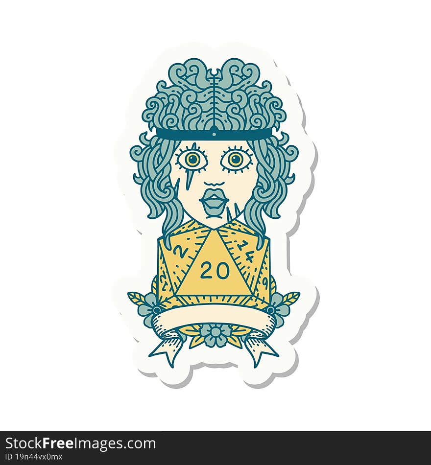 Human Barbarian With Natural Twenty Dice Roll Sticker