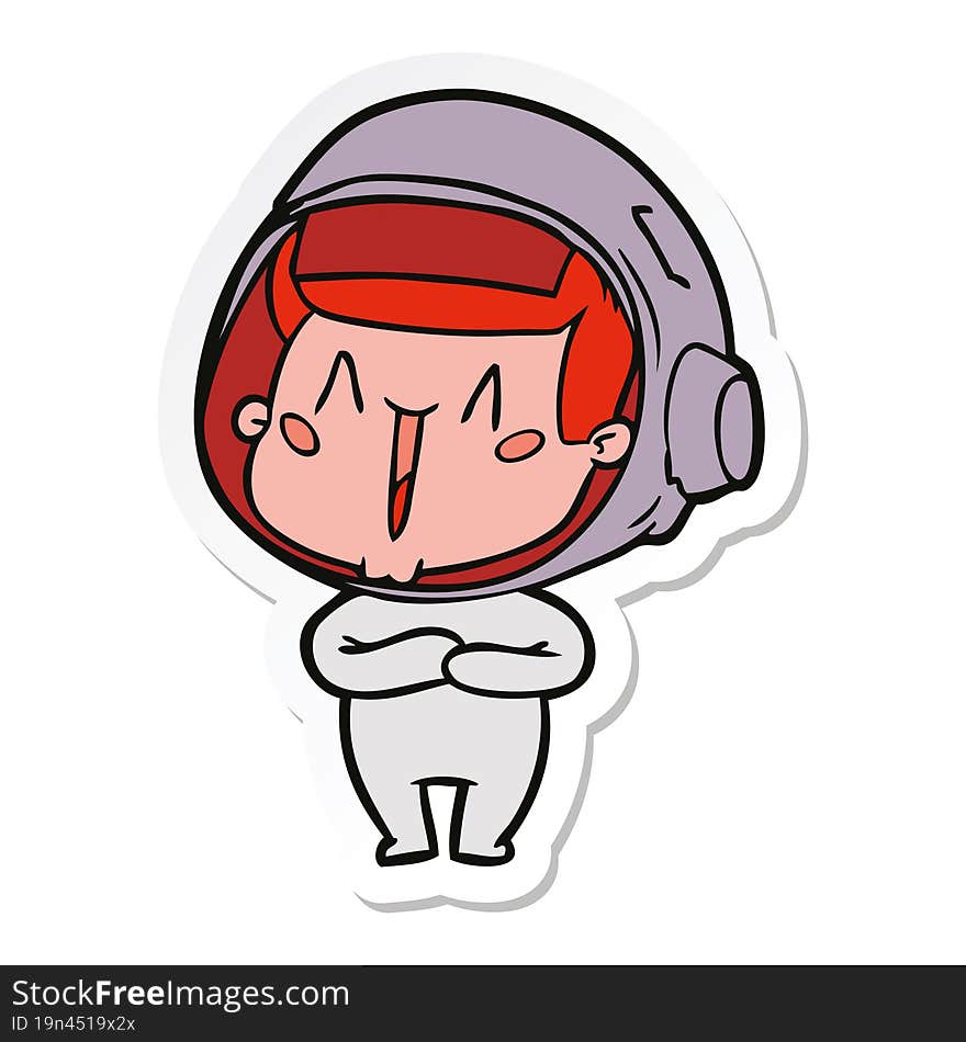 Sticker Of A Happy Cartoon Astronaut