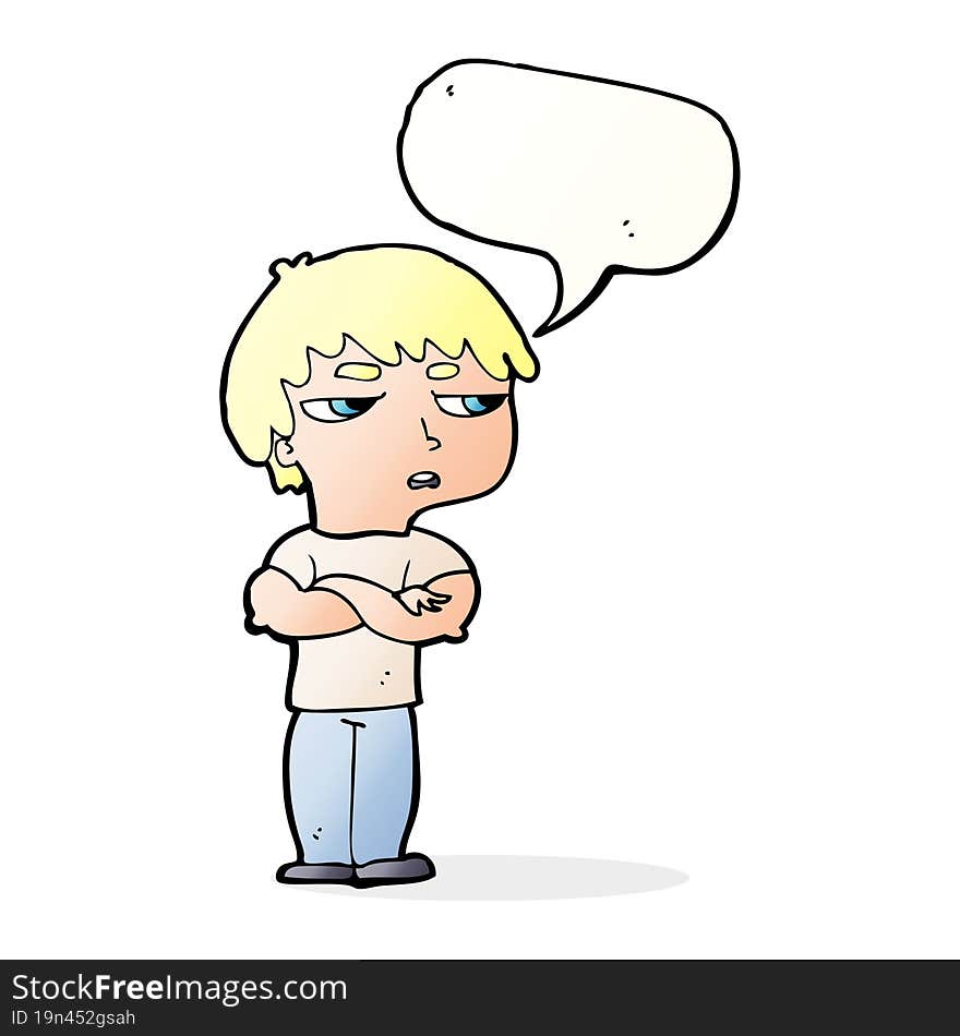 cartoon annoyed boy with speech bubble