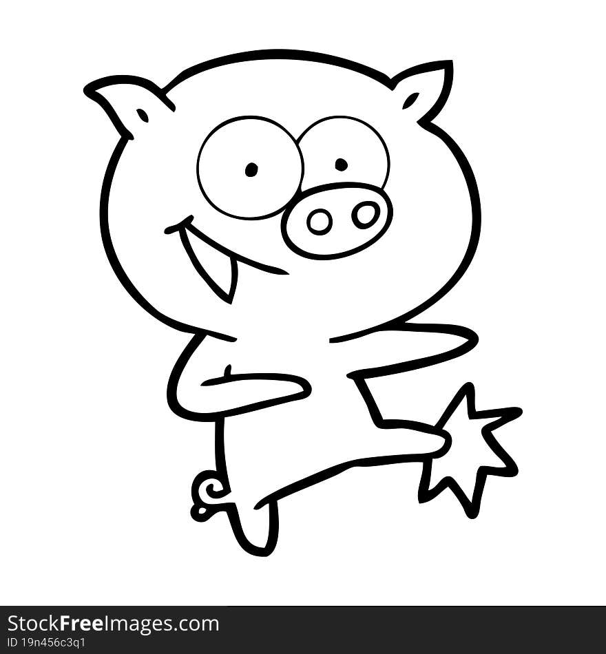 cheerful dancing pig cartoon. cheerful dancing pig cartoon