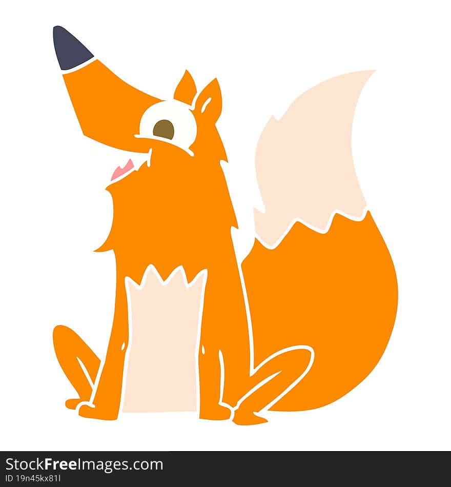 flat color style cartoon happy fox