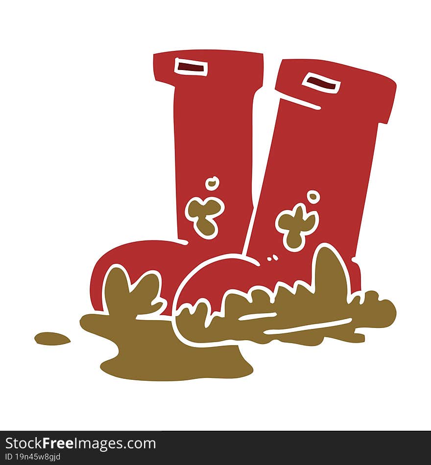 cartoon doodle muddy boots