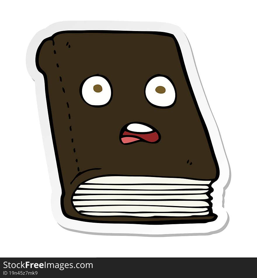 Sticker Of A Cartoon Unhappy Book