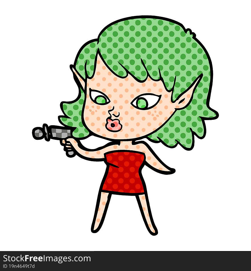 pretty cartoon girl with ray gun. pretty cartoon girl with ray gun