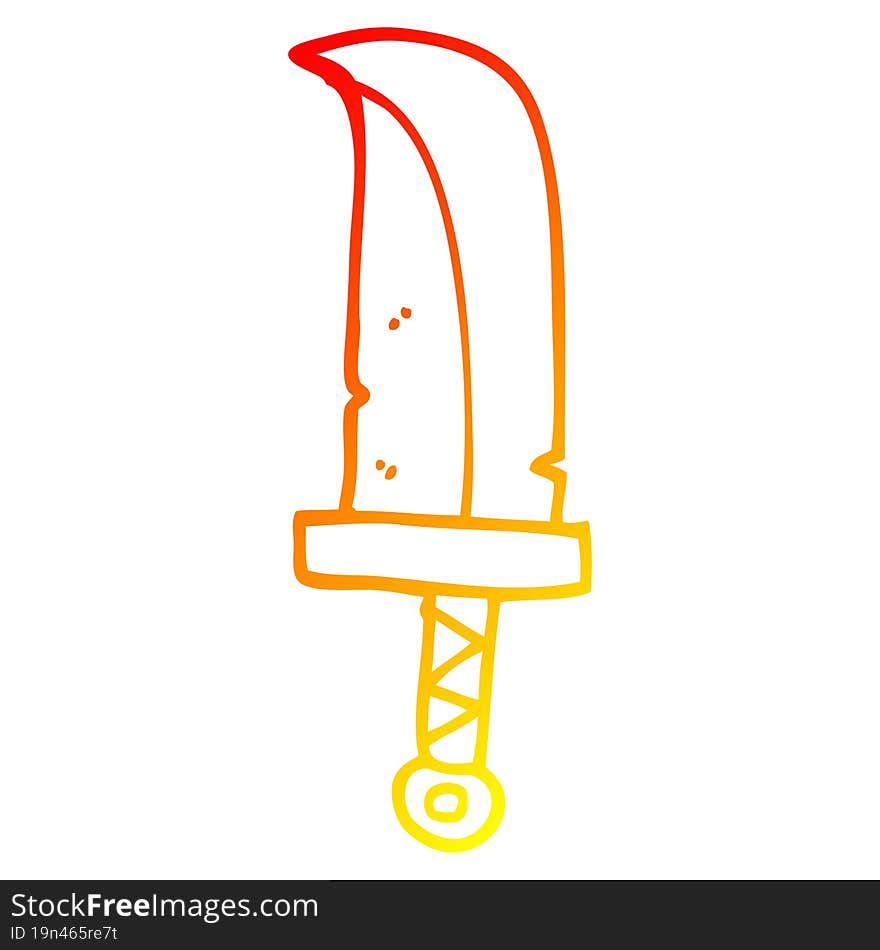 warm gradient line drawing cartoon dagger