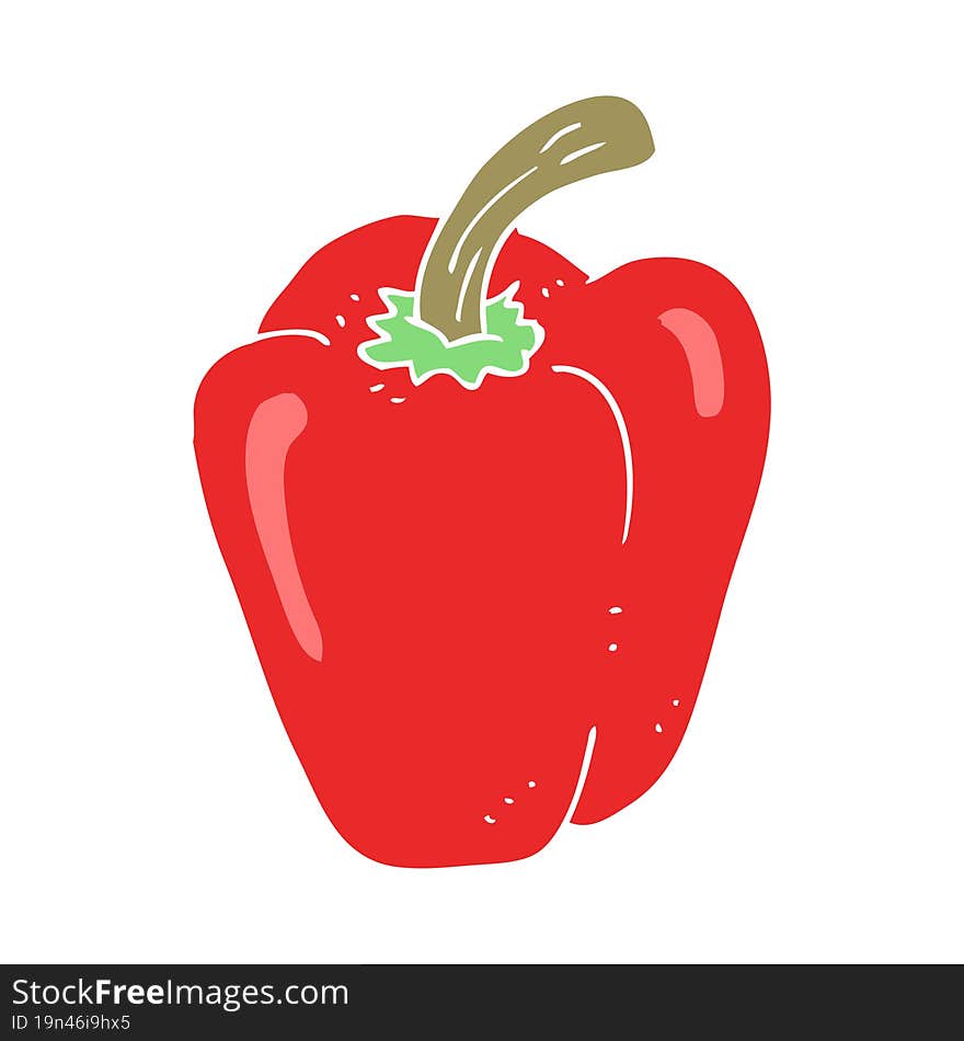 flat color illustration of a cartoon pepper