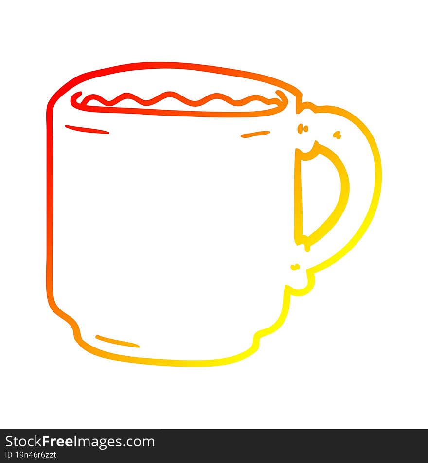 warm gradient line drawing cartoon coffee mug