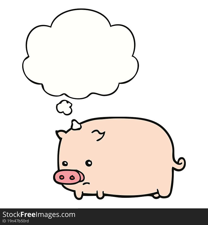 cute cartoon pig and thought bubble