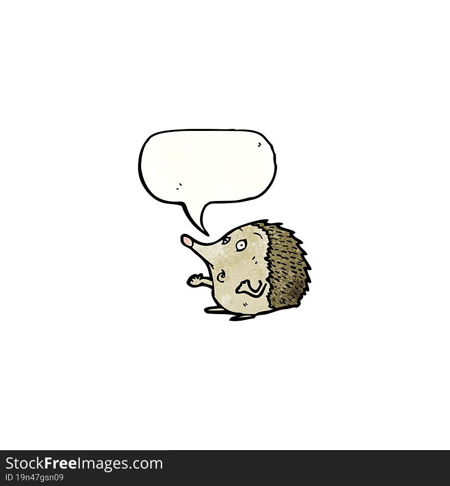 Hedgehog Cartoon Character With Speech Bubble