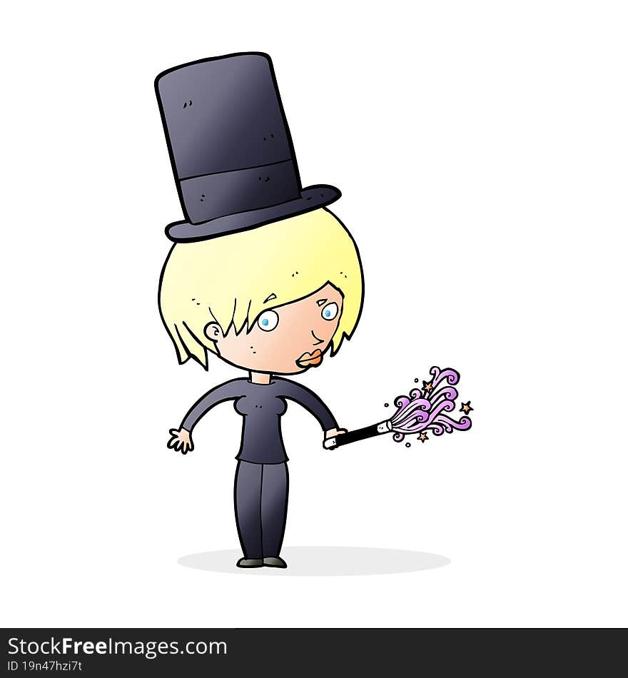 cartoon female magician