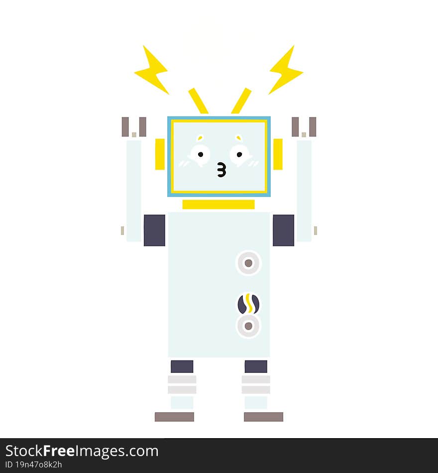 Flat Color Retro Cartoon Robot