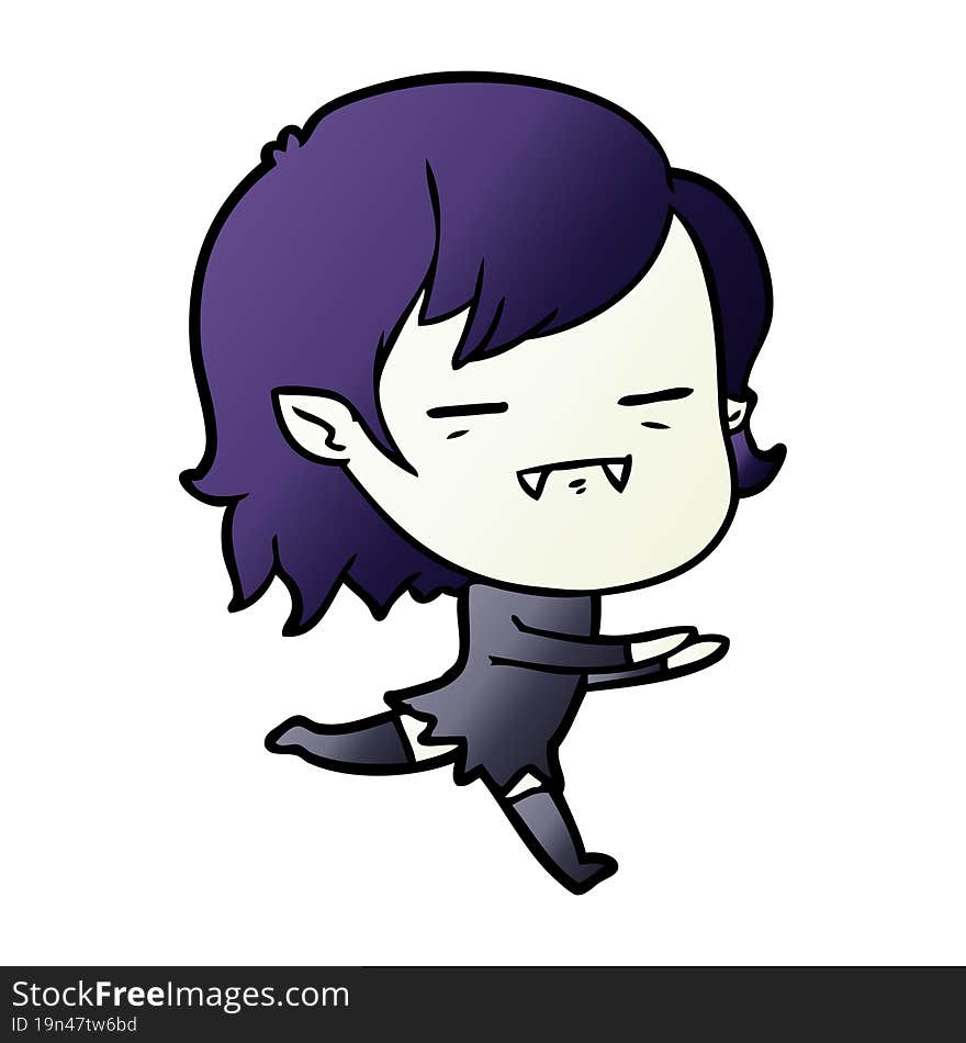 cartoon undead vampire girl running. cartoon undead vampire girl running