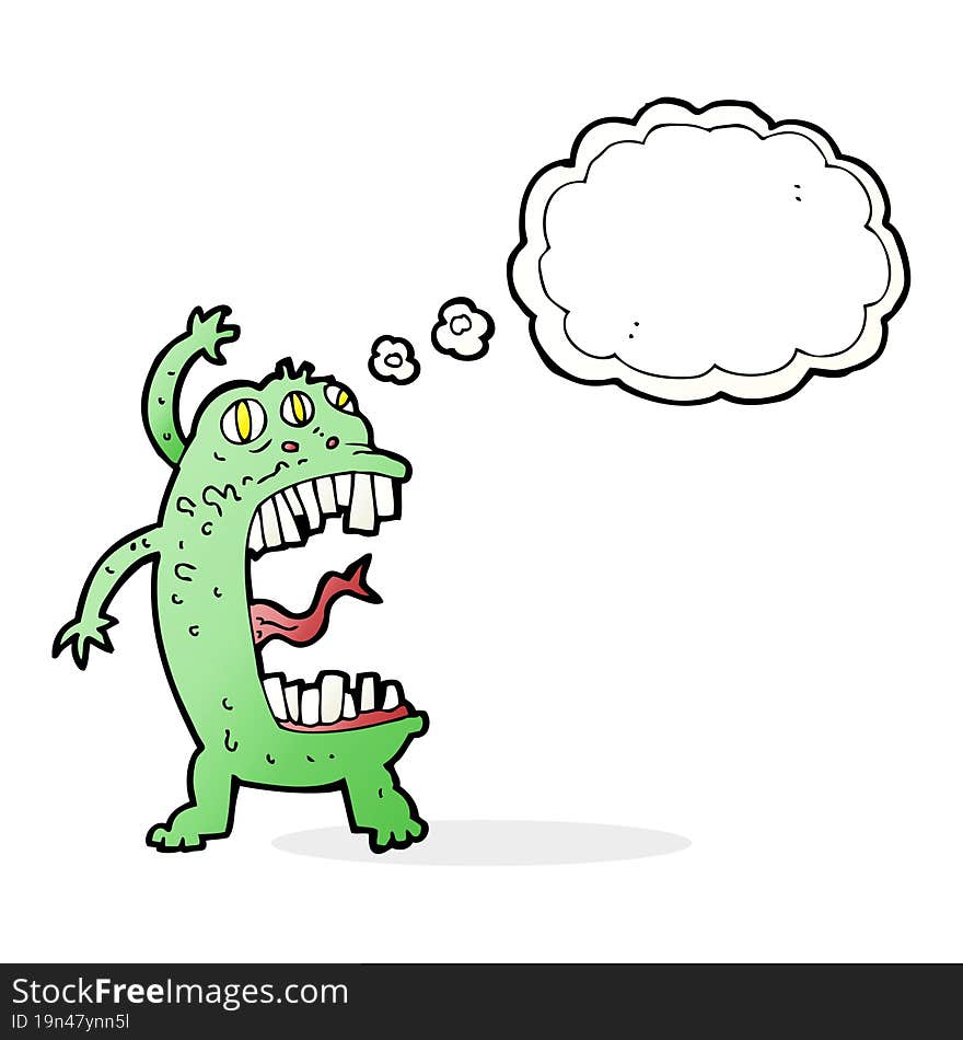 Cartoon Crazy Monster With Thought Bubble