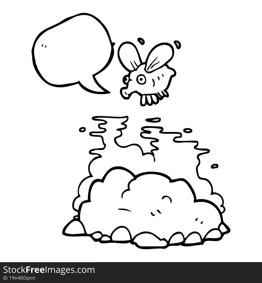 speech bubble cartoon fly and manure