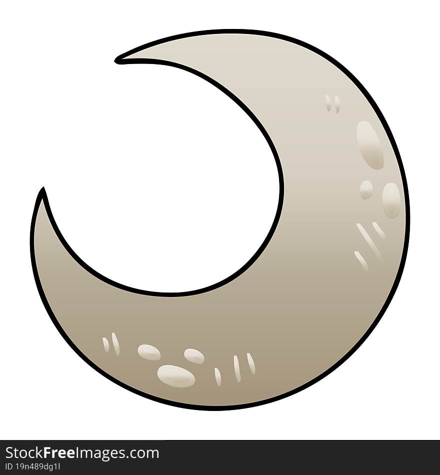 quirky gradient shaded cartoon crescent moon