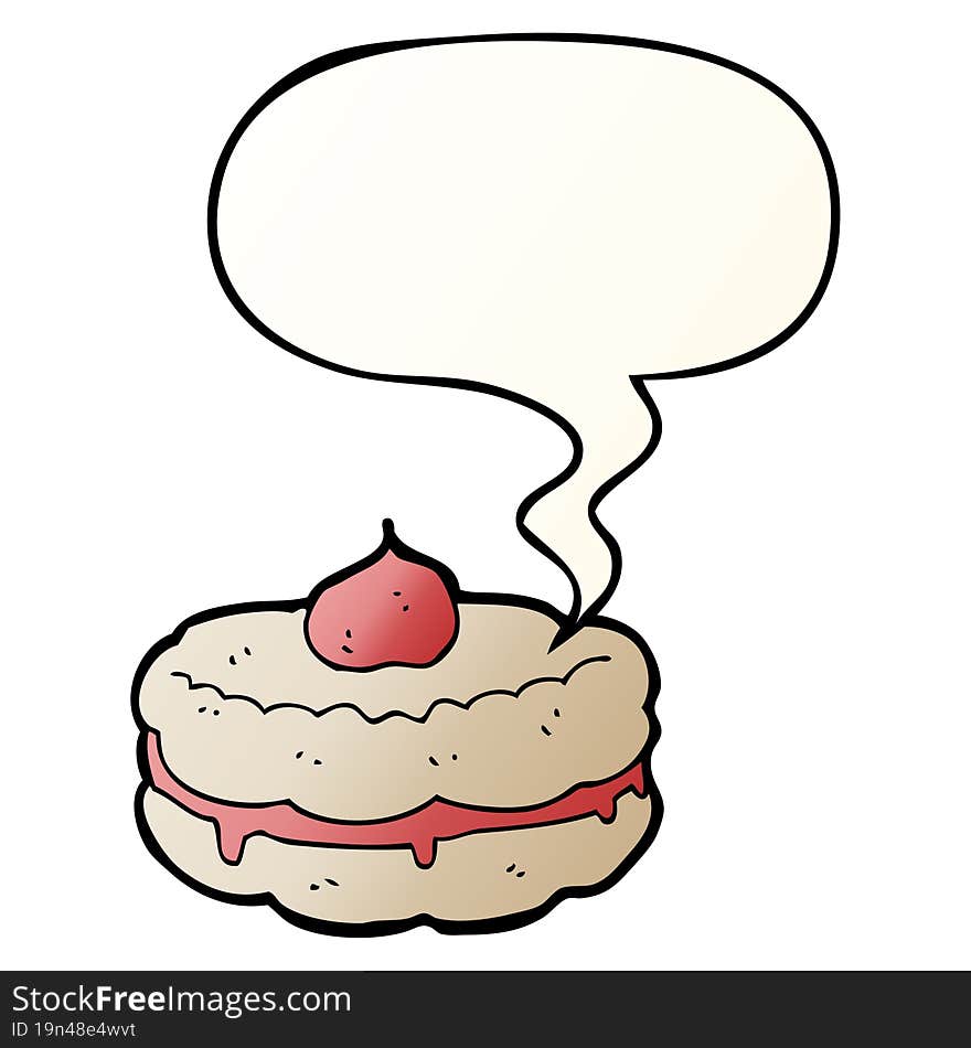 cartoon biscuit and speech bubble in smooth gradient style