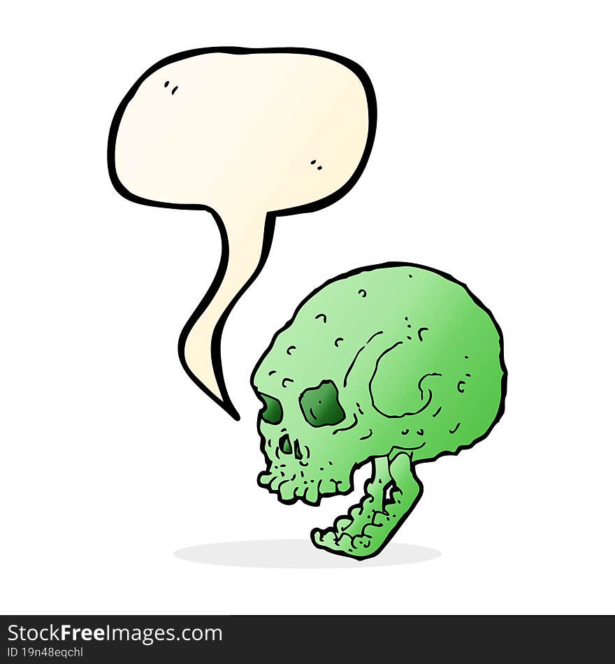 cartoon spooky skull with speech bubble