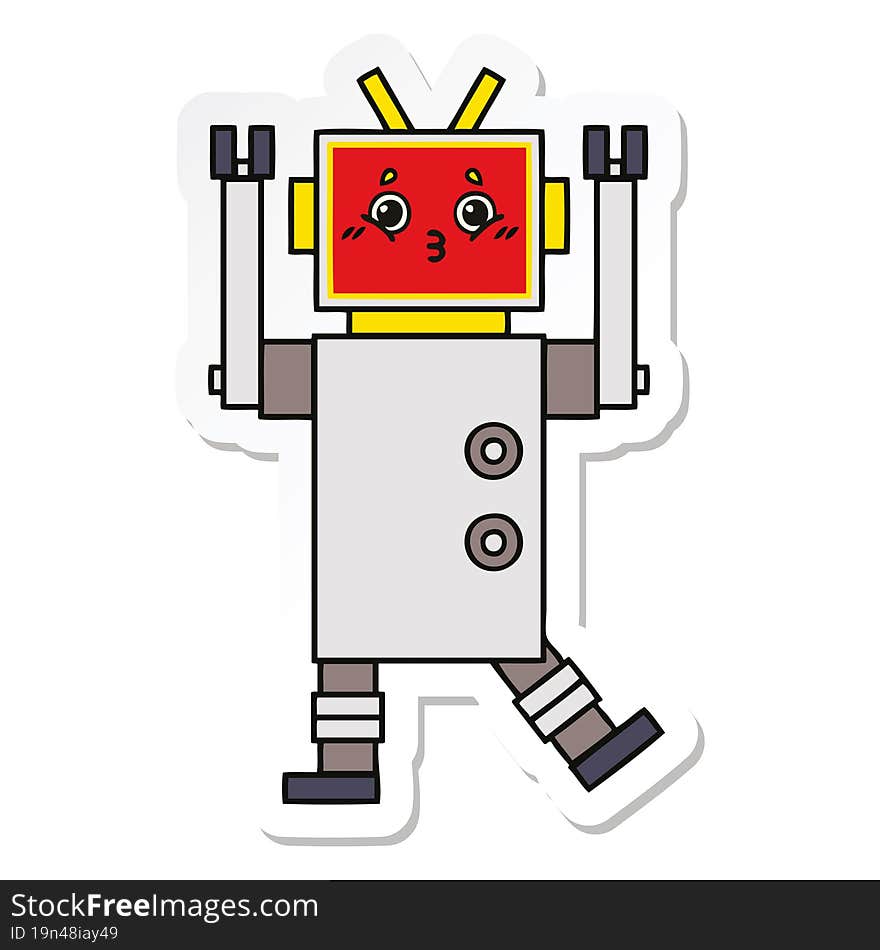 Sticker Of A Cute Cartoon Robot