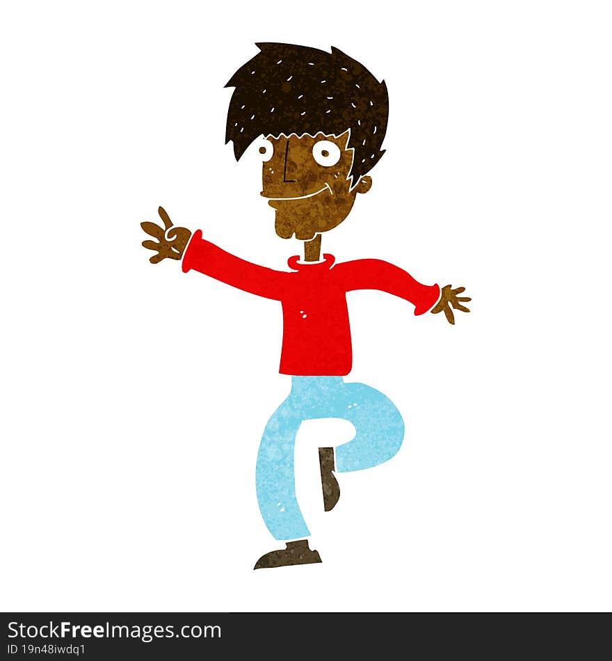 cartoon happy man dancing